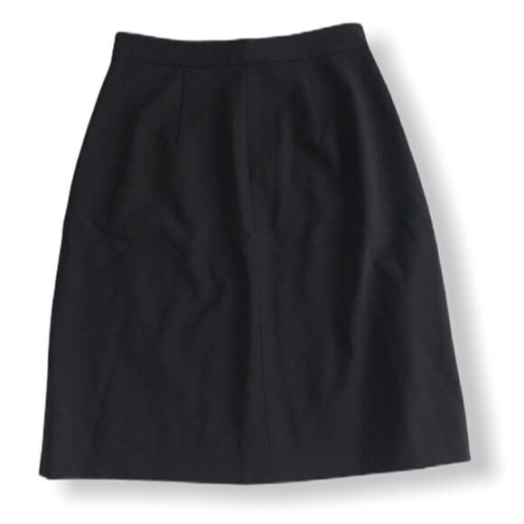 Diane von Furstenberg Black Wool Straight Skirt Size 4 Gold Snap Detail - Picture 4 of 5